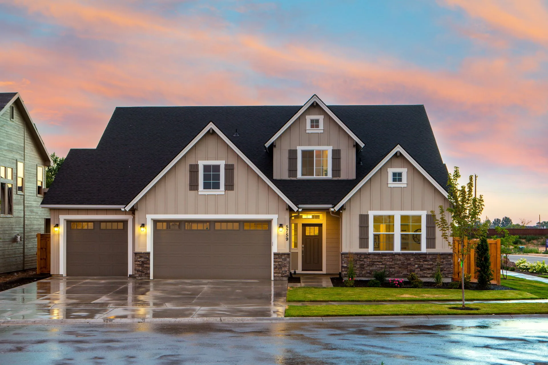 Modern new construction home exterior in Ontario